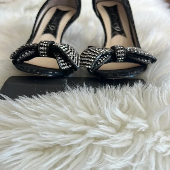 🔹 Boutique 9 Snakeskin Print with Rhinestone Bow Peep Toe Pump - Picture 5 of 7